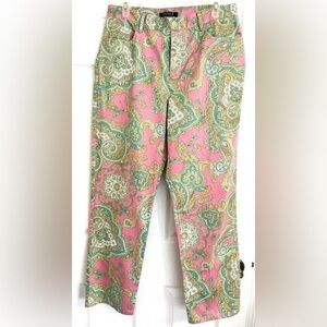 Lauren Ralph Lauren Paisley Pants, the Palm Beach style in pink. Size 14